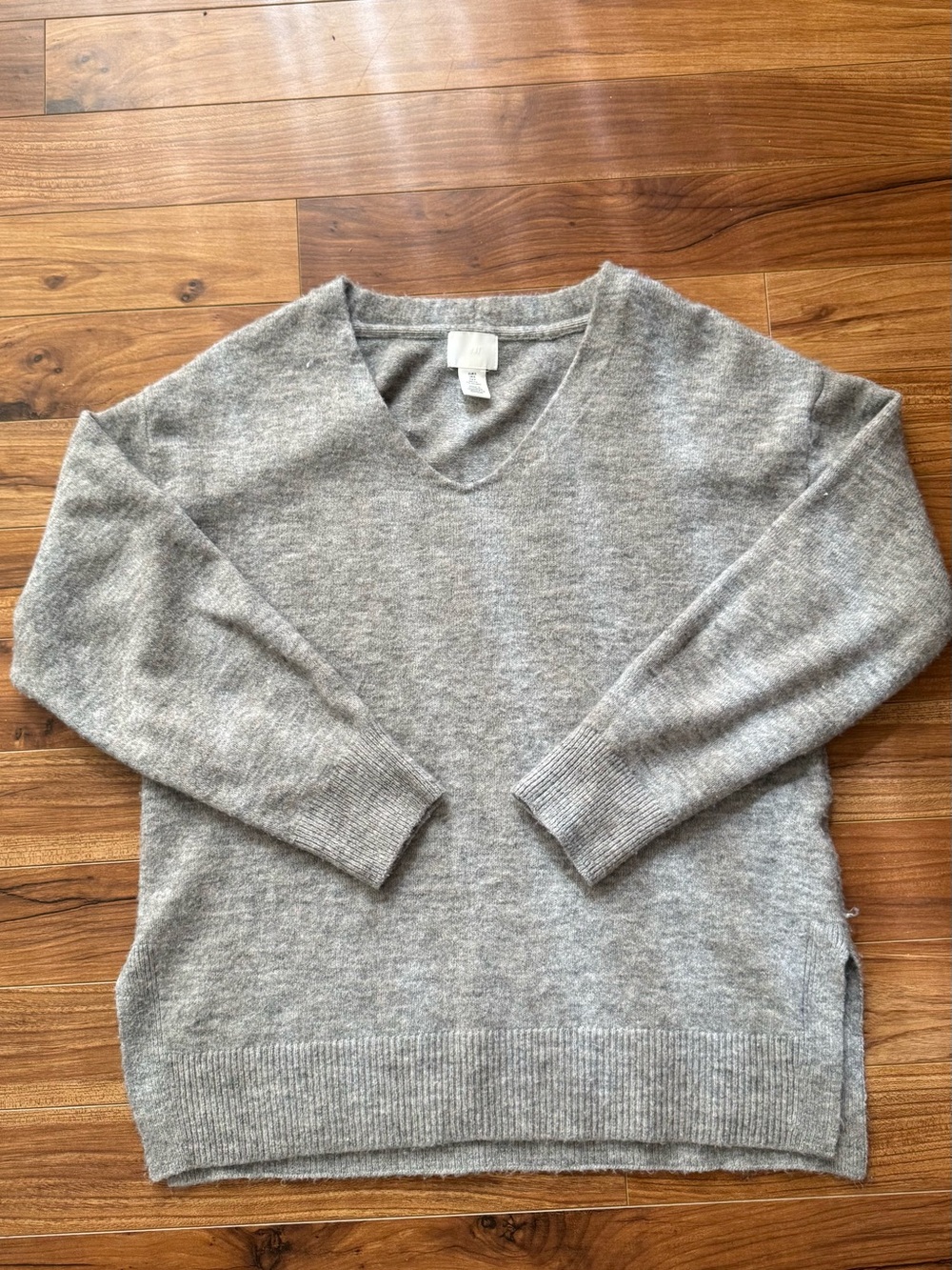 H&M Grey V-Neck Knit Sweater - Size S
